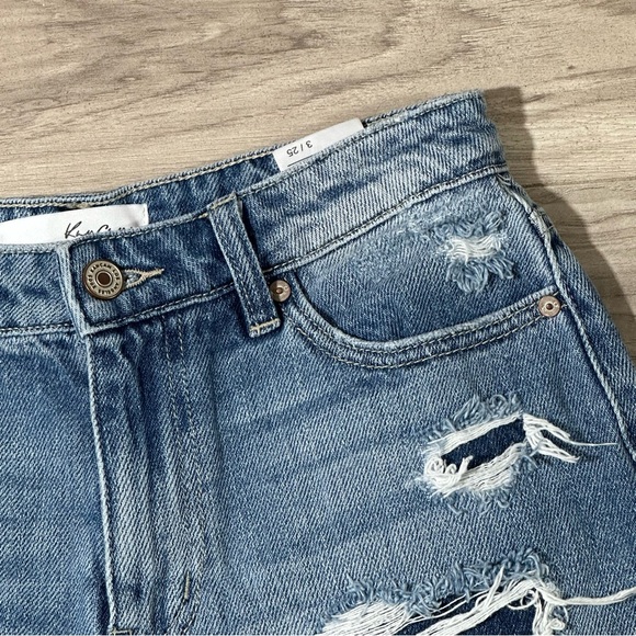 KANCAN KC8595NM ROSIE High Rise Distressed Cut Off Cotton Jean Shorts 25 - Picture 8 of 15